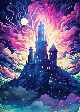 Fantasy Castle Colorful Sky