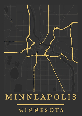 Minneapolis Minnesota City Map Art