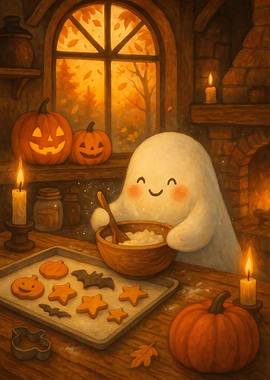 Cute Ghost Baking Halloween Cookies