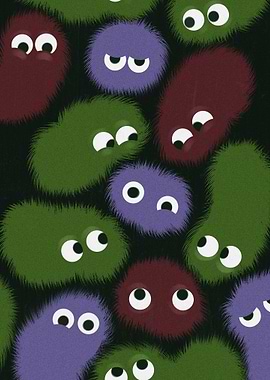 Colorful Furry Creatures with Googly Eyes