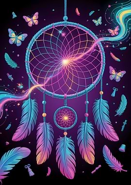 Dreamcatcher with Butterflies and Feathers