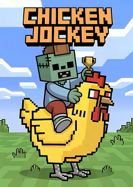 Minecraft Chicken Jockey Digital Art