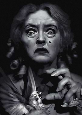 Bette Davis and Bird in Monochrome