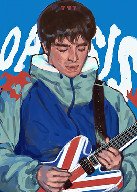 Liam Gallagher Oasis Union Jack Guitar