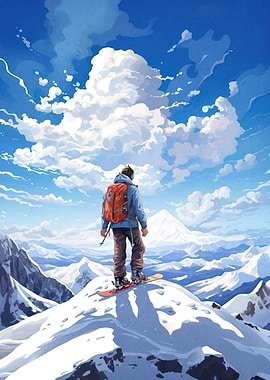 Snowboarder Mountain Peak