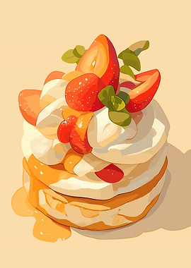 Strawberry Shortcake Dessert Illustration