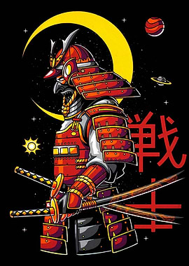 Space Samurai Warrior Illustration