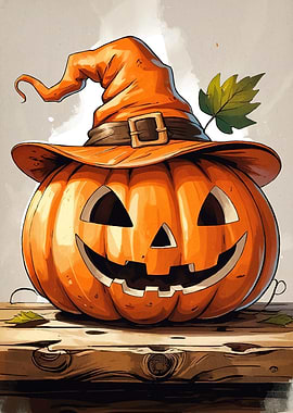 Halloween Pumpkin Witch Hat