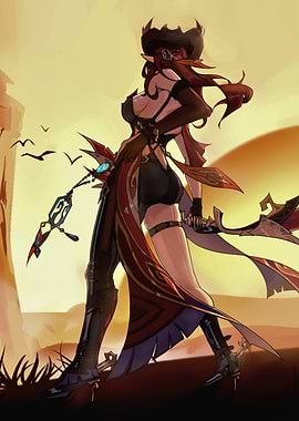 Fantasy Character in Desert Landscape
