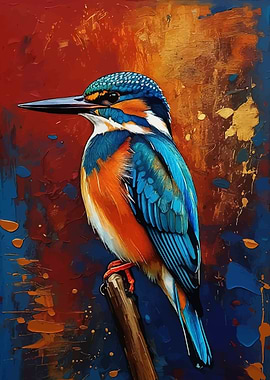 Colorful Kingfisher Bird Painting