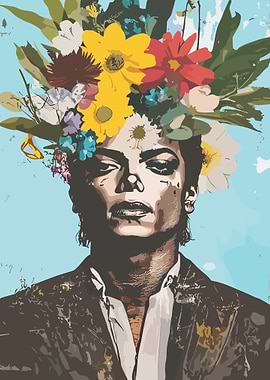 Michael Jackson floral portrait