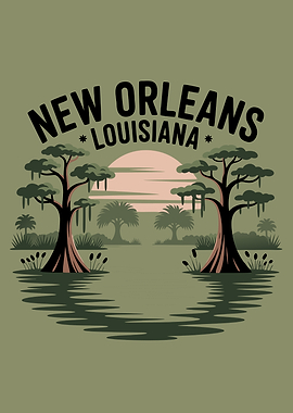 New Orleans Louisiana Swamp Illustration