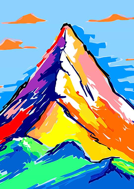 Colorful Mountain Peak Digital Art