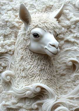 Monochrome Alpaca Sculpture