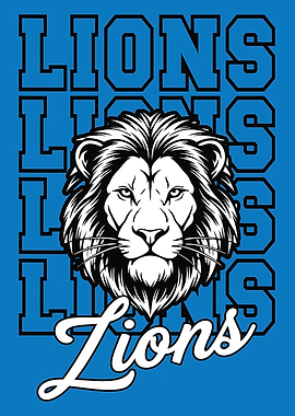 Lions Graphic with Lion Head