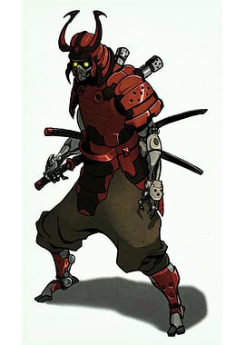 Cyberpunk Samurai Warrior Illustration