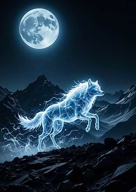 Electric Wolf Under Moonlight
