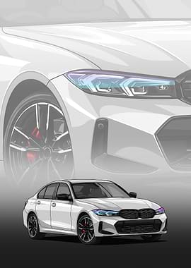 White BMW M340i illustration