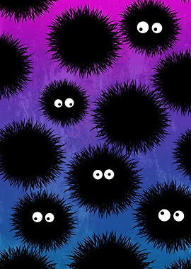 Soot Sprites on Gradient Background