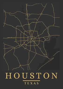 Houston Texas City Map Art