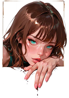 Anime Girl Portrait with Turquoise Eyes