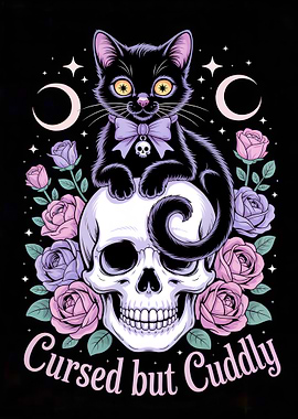 Cursed but Cuddly Cat and Skull