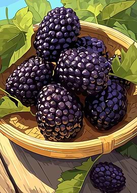Blackberries in Basket Still Life