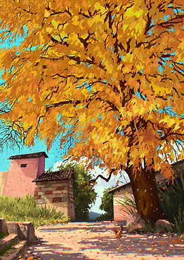 Autumn Tree in Rural Setting