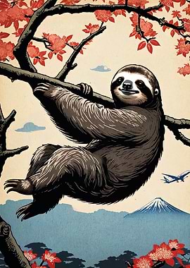 Sloth in Japanese Landscape Art