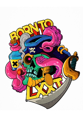 Born to Loot Pirate Skull Illustration