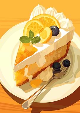 Slice of Lemon Cake Illustration