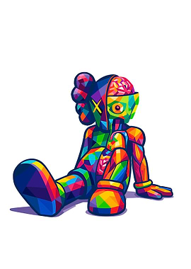 Colorful Geometric KAWS Figure Illustration