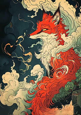Fox in Smoke Digital Art