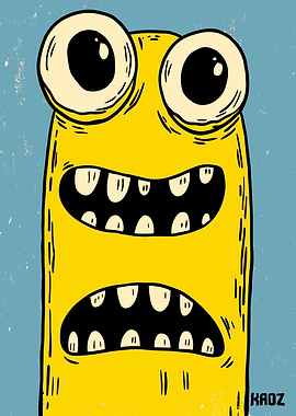 Cartoon Yellow Monster with Two Mouths