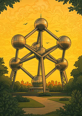 Atomium Brussels Illustration