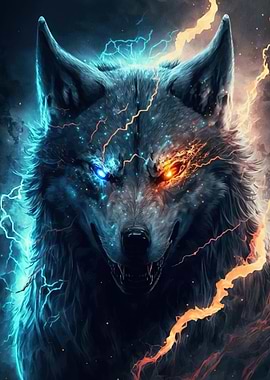 Electric Wolf Portrait Animal
