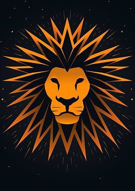 Abstract lion vector portrait with spiked mane