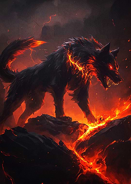 Fiery Wolf Creature