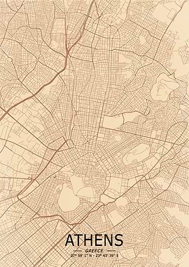 Athens Vintage Map