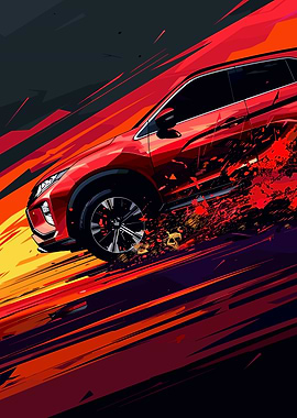 Red Car Abstract Speed Illustration