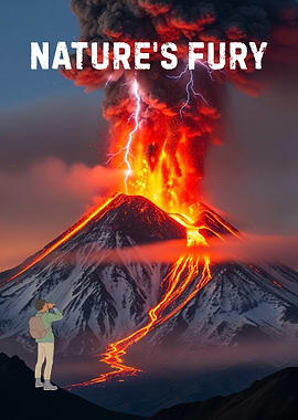 Volcano Eruption with Lightning and Observer