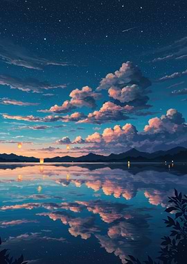 Serene Lake Reflection at Dusk