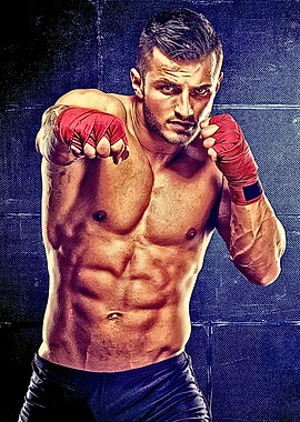 Fighter with Red Hand Wraps