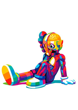 Colorful Kaws Figure Pop Art Illustration