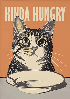 Kinda Hungry Cat Art