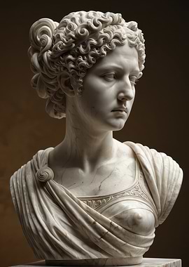 Neoclassical Marble Bust Portrait — Detailed Female Sculpture Photography