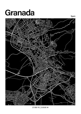 Granada Black and White Map