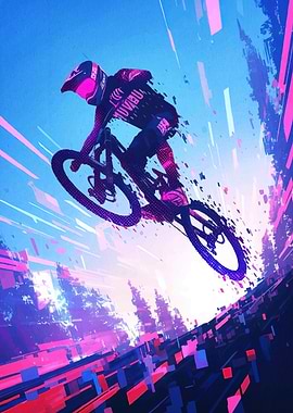 Mountain biker action