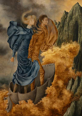 Two figures in a storm painting by claude monet