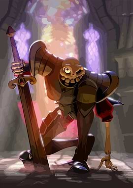 Cartoon Skeleton Knight with Sword